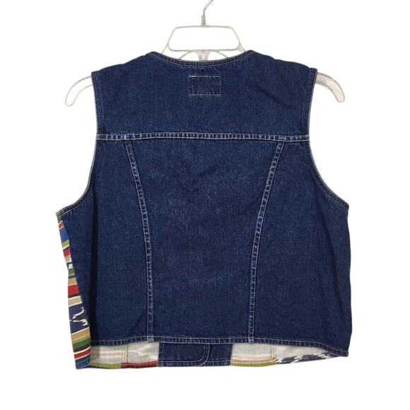 VTG 90s WOMEN DENIM VEST SZ S P AZTEC BOHO WESTERN FESTIVAL SOUTHWEST Y2K EUC - Picture 4 of 6